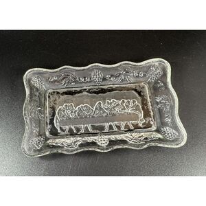 Last Supper Trinket Glass Plate with Padding. Christian Religious Easter Decor